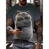 T-Shirts Men Funny Cat Print Summer Casual O-Neck Short Sleeve Tee Tops Fashion Breathable Pullover Street Men's Clothing