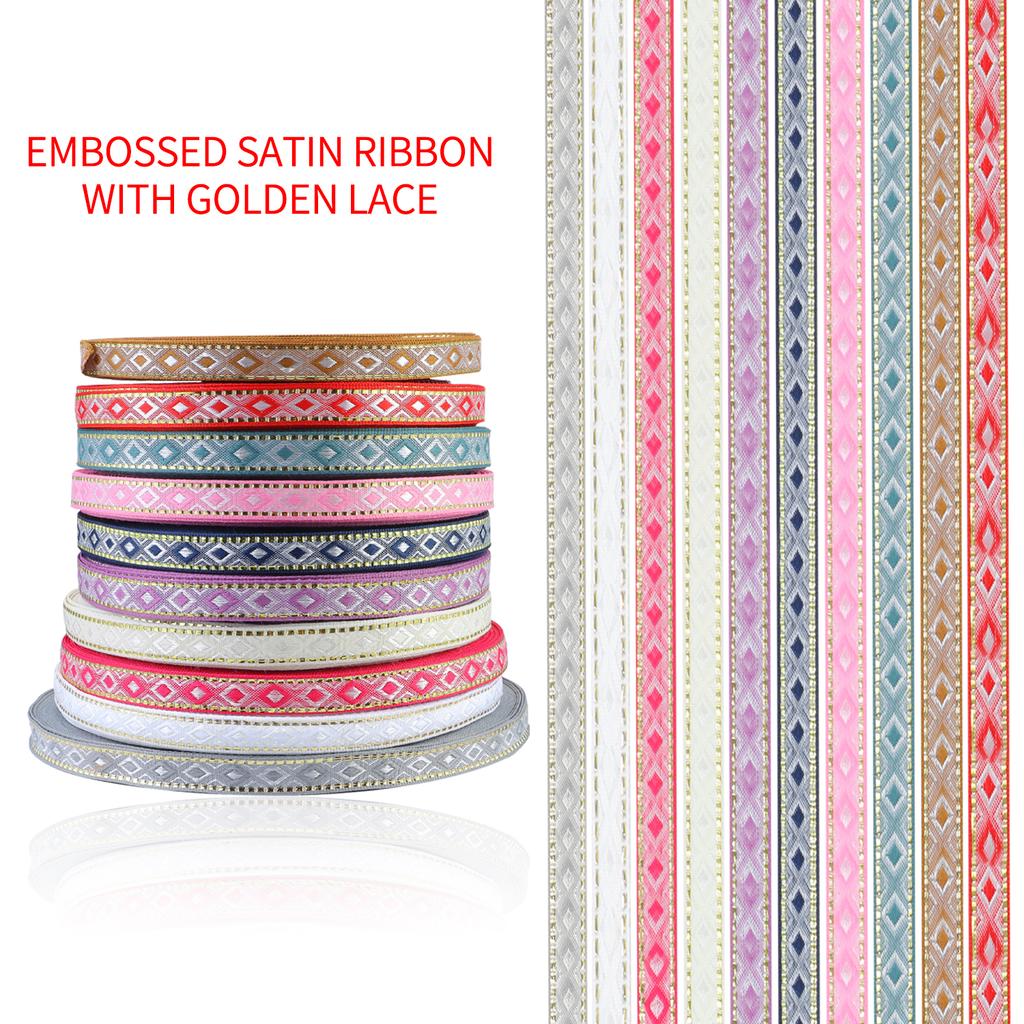 Rhombus Ribbon Trim 3 Yards Geometry Ribbon Vintage Trim for Gift Wrapping DIY Scrapbooking Party Decoration Crafts