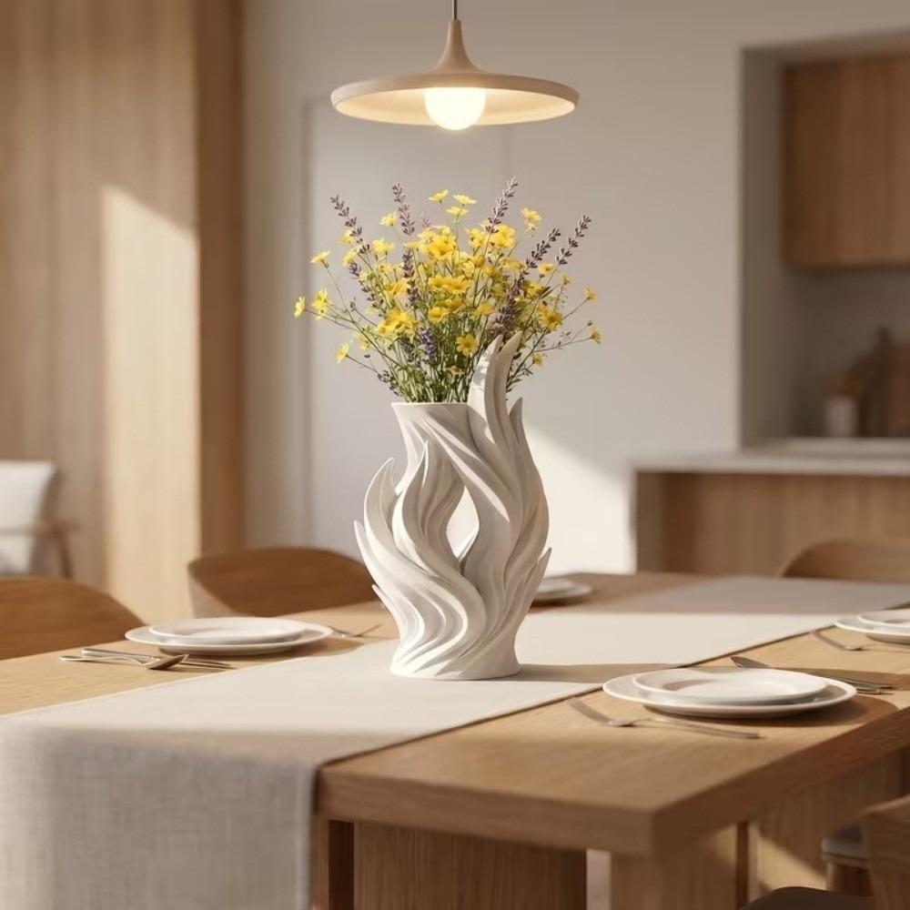 3D-gedruckte künstlerische Flammenvase Verdrehte Wellen-Blumenbehälter Unregelmäßige Vase Schreibtischdekoration
