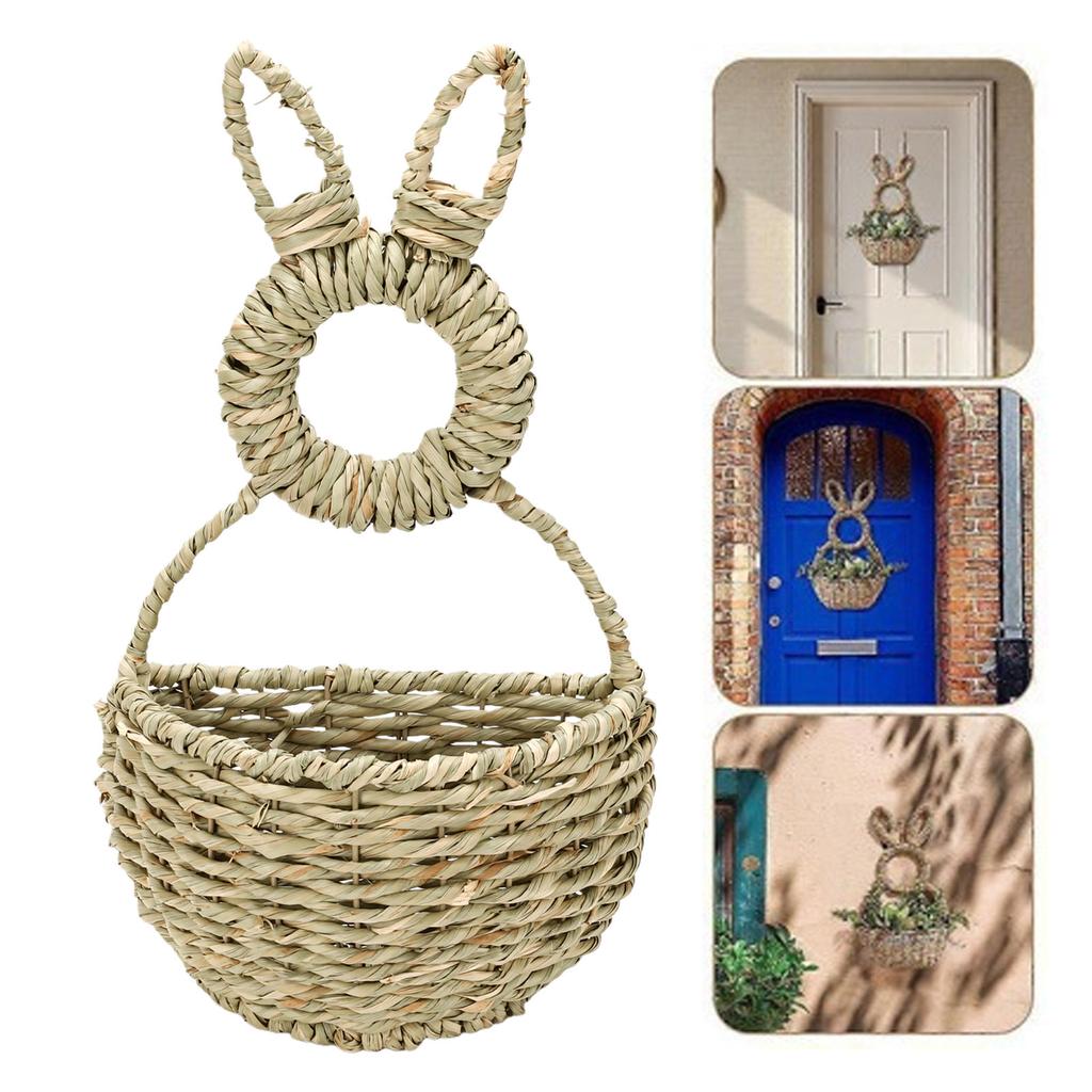 Easter Bunny Basket   Woven Hanging Unlined Wall   Spring Decor for Flowers Gifts