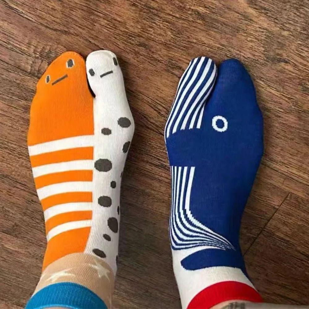 1pair Breathable Short Socks Casual Fish Pattern Socks Fashion Tabi Socks  Daily Wear