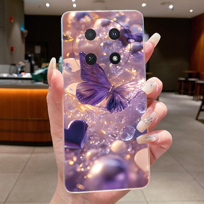 Phone Case For Huawei Nova 12i / Nova 13i Coque Capa Butterfly Bow Protective Casing Transparent Soft Silicone TPU Cover Fundas