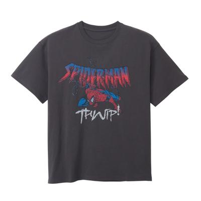 Small Planet Marvel Vorgewaschenes Bedrucktes Kurzarm-T-Shirt, Spider-Man, Einheitsgröße