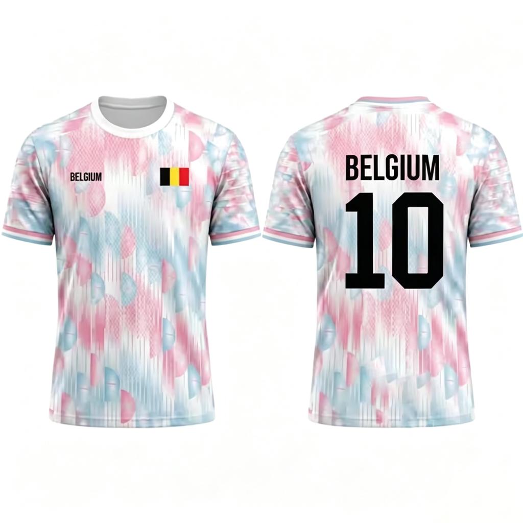 2026 New Belgium Flag Print Soccer Jersey Summer Men's Quick-Drying Breathable Soccer Training T-shirt Unisex Casual Sports Top