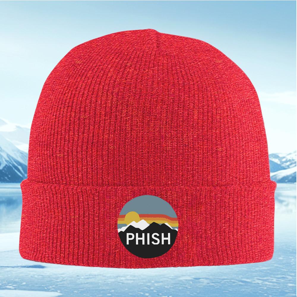 

Mountains sunset sky PHISH words black background Men Women Unisex Knitted Hat Beanie Pullover Cap Winter Thermal Warm Christmas