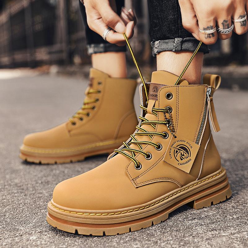 Martin boots men's boots autumn and winter new British style high-top boots versatile retro big yellow boots men's leather boots
