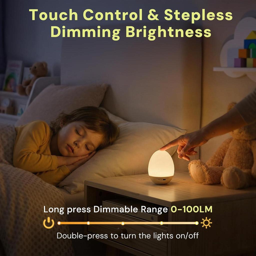 Egg-Shaped RGB Night Light with Timer for Baby Feeding & Bedroom Ambience