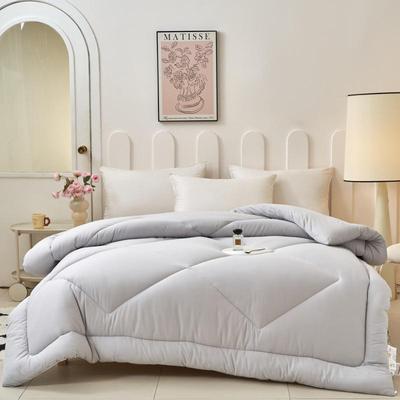 Feather Cotton Quilt: All-Season, Skin-Friendly, Washable, Pure Color, Warm Quilt for Single and Double, Ideal for Dormitory or Home Use.