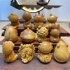 Wooden the Twelve Chinese Zodiac Signs Animal Sculptures Figurines  Cute Home Room Office Decorative Small Model Suit