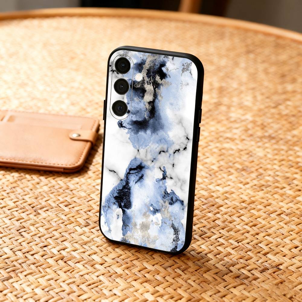 G-Glitter Art Marble Pattern Phone Case For Samsung  A73,72,71,A52,51,40,41,A22,A32,31,A13, Soft Black Shell