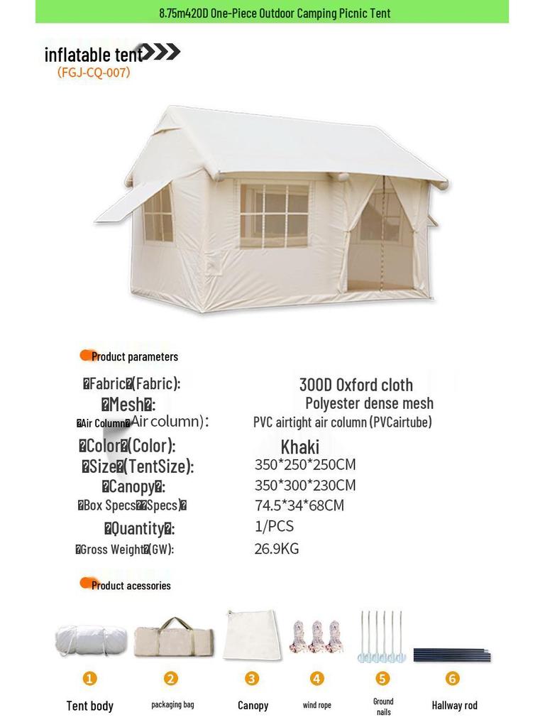 Automatic Two-in-One Inflatable Camping Tent with Awning