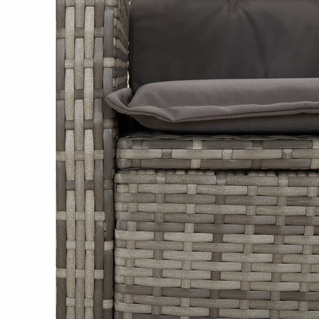 Vidaxl 5-Cz. Garden Furniture Set With Cushions, Grey, PE Rattan