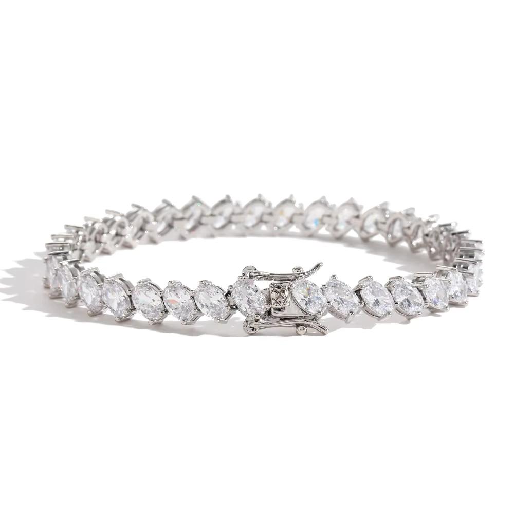 Luxury Micro Pave Setting High Quality Zircon Hip Hop Tennis Chain Bracelet Women 18K Gold Plated Jewelry