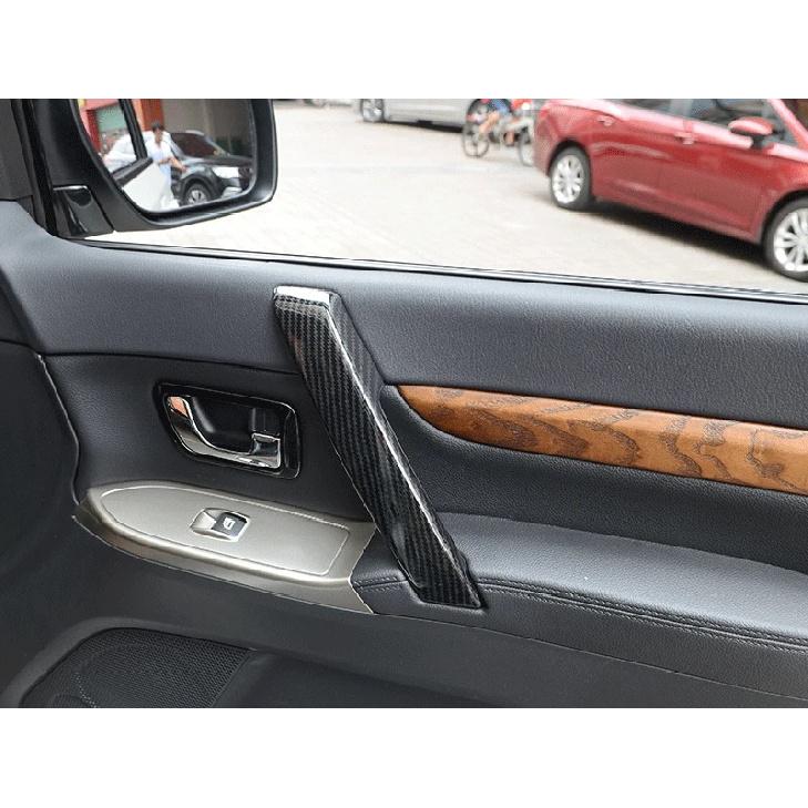 For Mitsubishi Pajero V80 V93 V95 V97 V98 2007- 4PCS ABS Carbon Car Door Inner Armrest Cover Trim Exterior Accessories