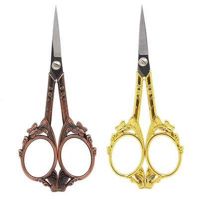 Stainless Steel Butterfly Scissors Vintage Carved Craft Small Scissors Eyebrow Trimming Scissors Beauty Tools 1pc