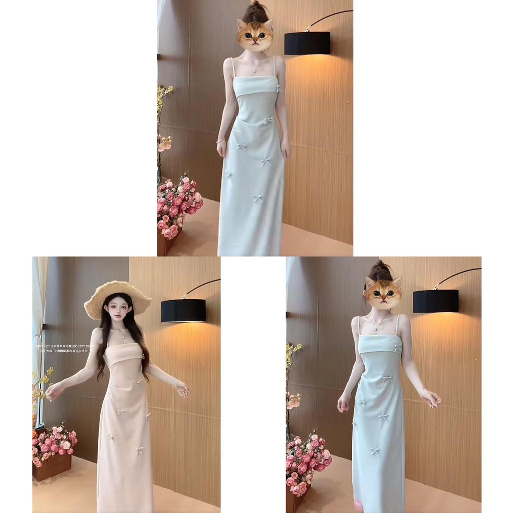 Polyester Butterfly Bow Sleeveless Dress For Summer Casual Womens Fashion