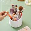 Rotatable Makeup Brush & Pencil Holder with Lid - Dustproof Desktop Organizer for Lipsticks & Eyebrow Pencils