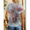 3D Butterfly Design T-Shirt, Casual Short-Sleeve Top Suitable for Spring and Summer, Womens Tees
