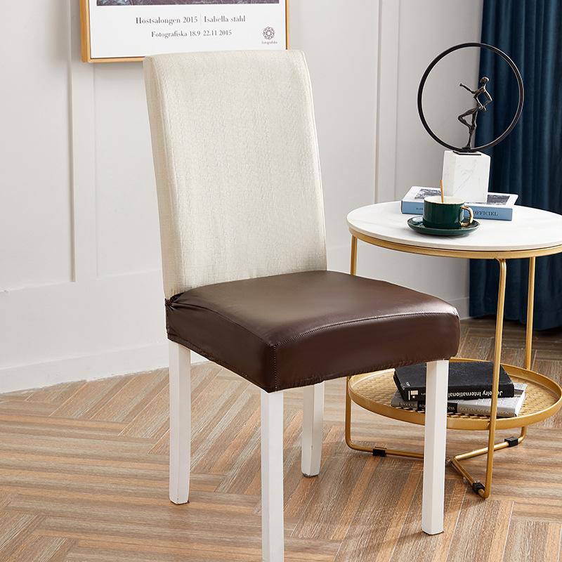 Solid Color Square Chair Cover  Three-proof Leather Elastic Horn Stool Cover  Dining and Living Room Waterproof Stool Cover
