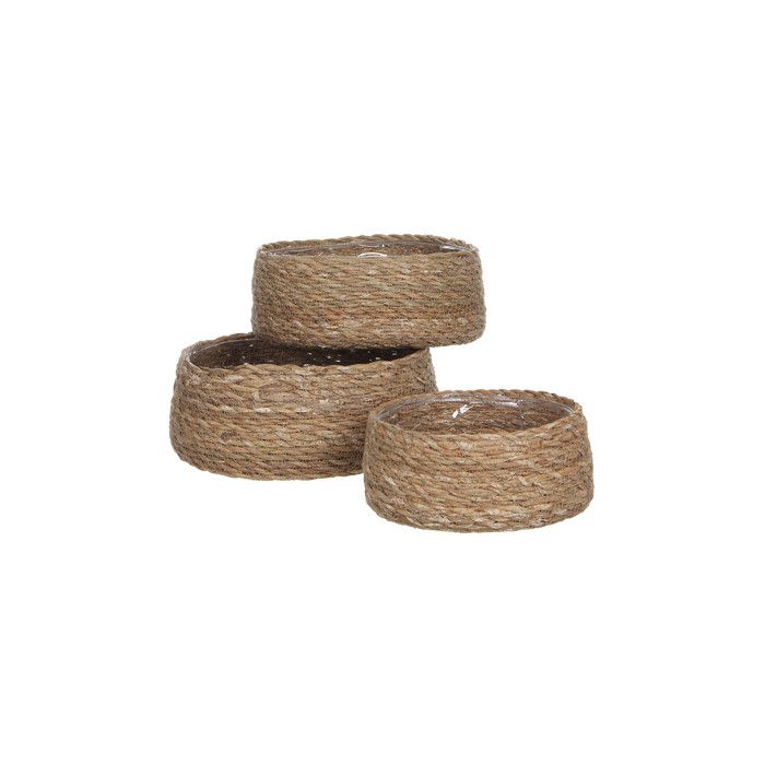Panier Décoratif - Mica Decorations - Atlantic - Lot de 3 - Zostère - Marron clair - H10 x Ø26 cm