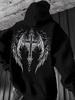 Large Print Loose Hooded Sweater, Dark Gothic Religious Men's and Women's Casual Pullover Hooded