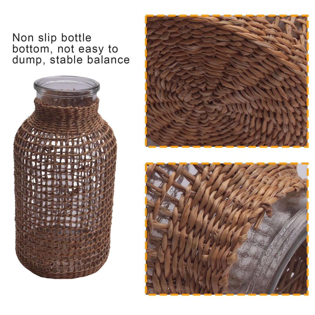 A20F-Straw Glass Flower Vase Japanese Flower Pot In The Nordic Contracted Creative Flower Basket To Water Plants