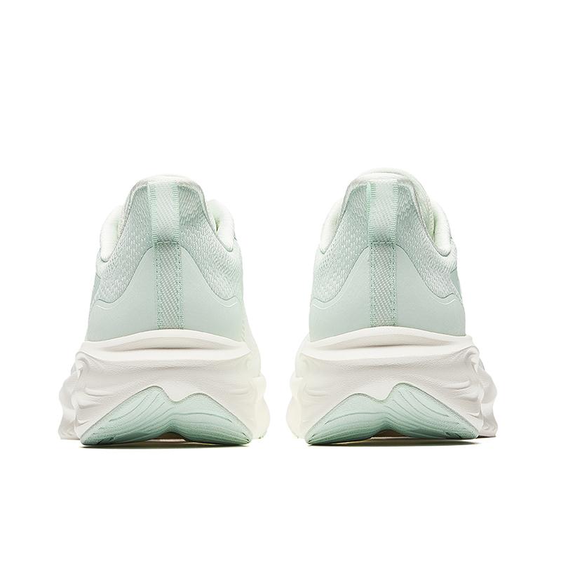 Anta Cloud Feel Simple Versatile Rebound Height Increasing Lightweight Breathable Low Top Casual Running Shoes Women Sneaker White Green 922525537-4