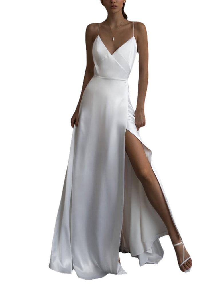 Spring and Summer Women's Long Dress European and American Sexy Suspender Sleeveless V-neck Dress Small Dress