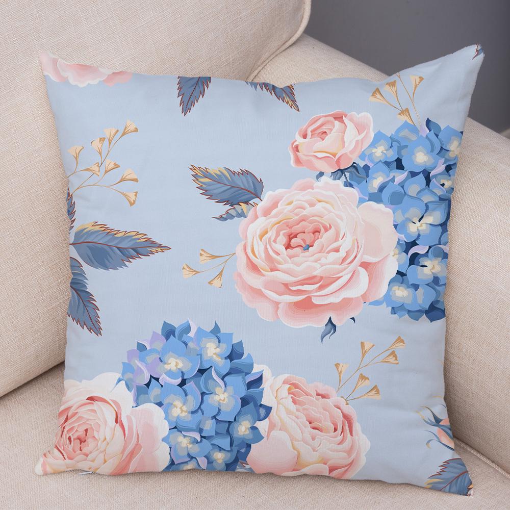 Nordicstyle Roses and Birds Cushion Cover Double Print Decor Plant Pillow Case Soft Plush Pillowcase for Sofa Home Children Room
