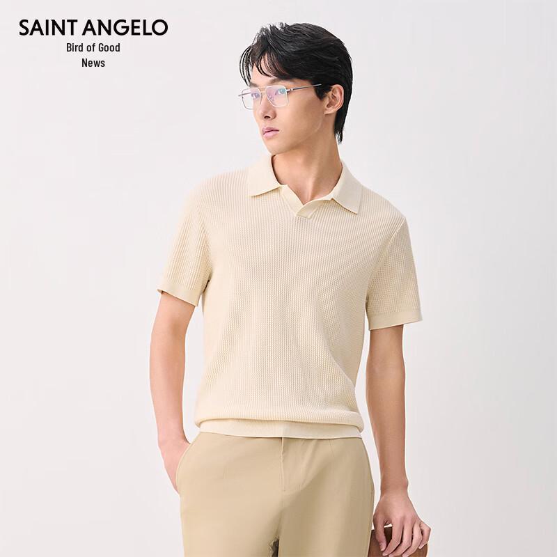 Baoxiniao Men's Short Sleeve Seagull Collar Knit Polo Shirt