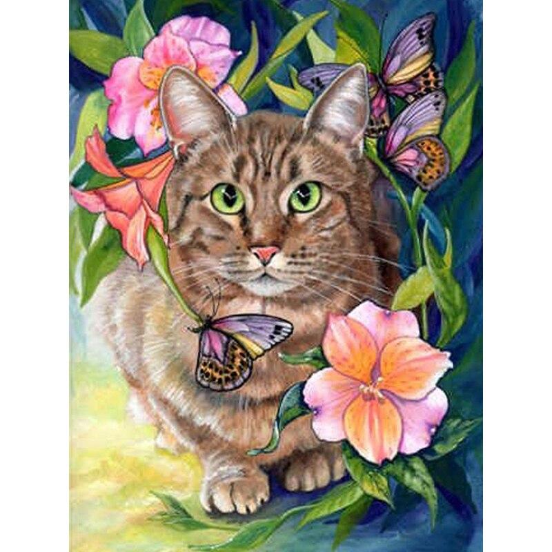 Zestaw do malowania diamentami 5D DIY Kwiaty i koty Diamentowe hafty Dżetów Ozdoby do domu