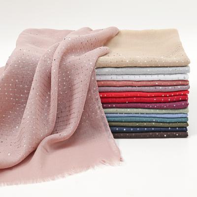 Pailletten Baumwolle Viskose Muslimische Hijab Schals Damen Lange Schals Einfarbig Kopftuch Kopftücher Islamischer Turban Stirnband Foulard Bandana