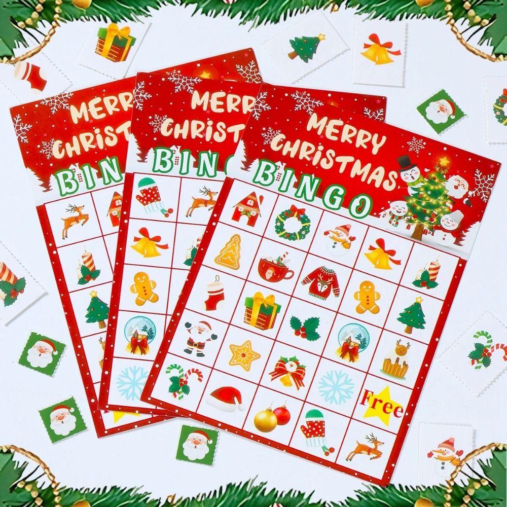 Reward Stickers Christmas Bingo Game Reusable Bingo Toys Set Children Gifts