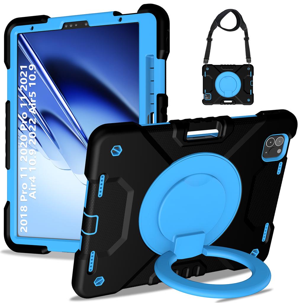 Rotatable Stand Armor Case Universal for iPad Air 4 5 10.9 Pro11 2018-2022 Hybrid Cover With Portable Handle Grip Shoulder Strap