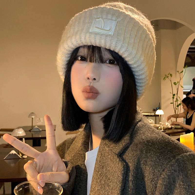 Hat Women's Winter Wool Hat Loose Ear Protectors Stacking Hat Warm Versatile Knitted Hat Student Baotou Cold Hat