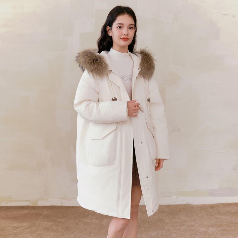 

Ledin Mid-Length Down Jacket with Fur Collar and Toggle Buttons S