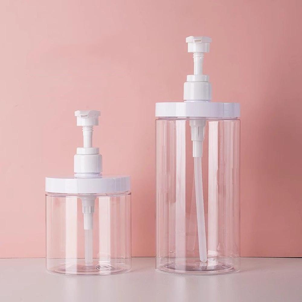 1pc 500/1000ml Large Mouth Press Dispenser Bottle Transparent Shampoo Shower Gel Liquid Container PET Refillable Bottles
