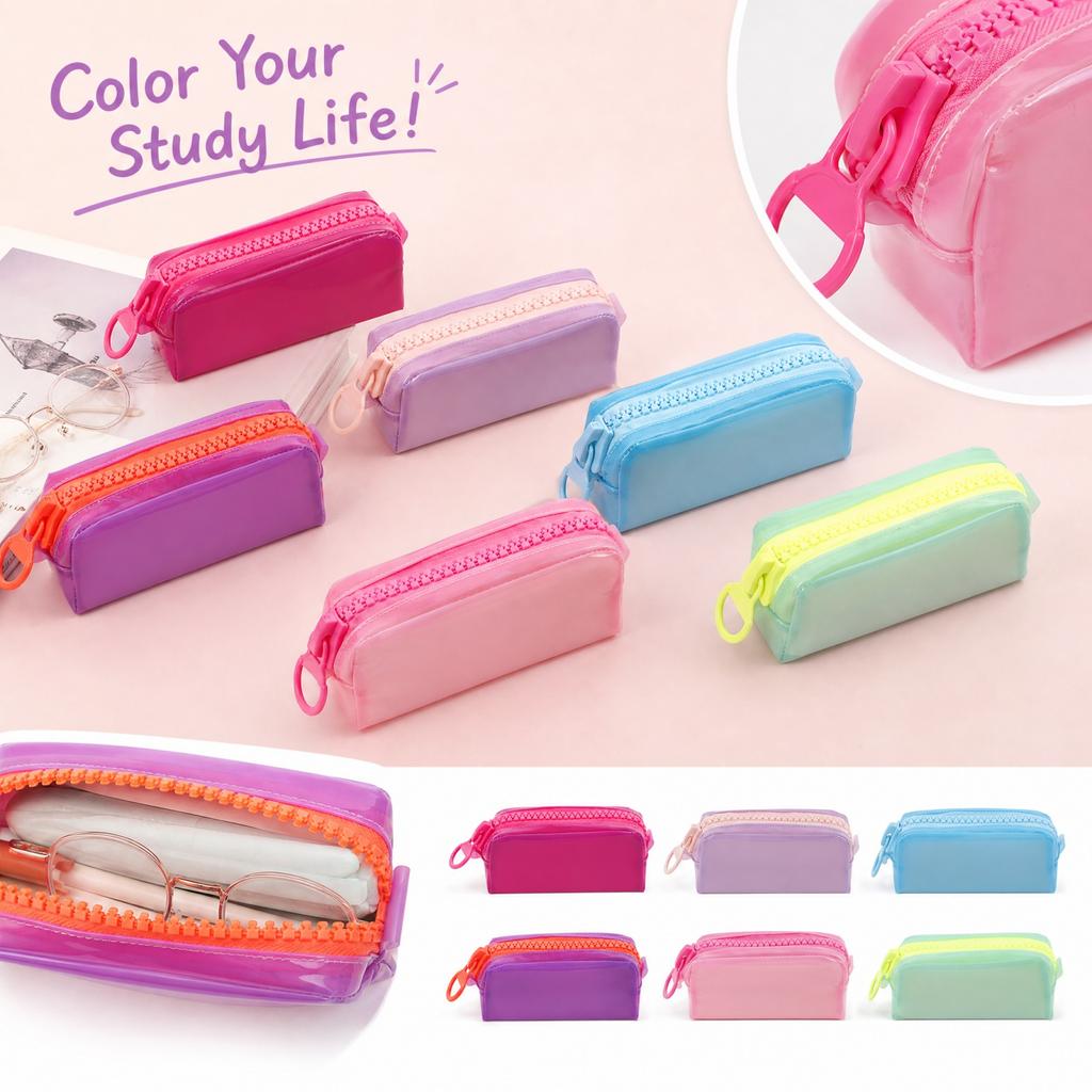 Transparent Pencil Pouch for School Supplies, Clear Pen Case for Kids