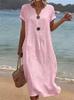 Summer European and American New Seaside Vacation White Women's Casual Solid Color Cotton and Linen Dress Mixed Batch