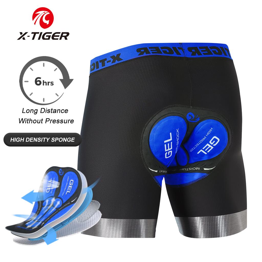 Pantalones Cortos de Ropa Interior para Ciclismo para Hombre X-TIGER con Acolchado 5D, Deportivos para Montar en Bicicleta, Bicicleta, MTB, Forro con Pinzas Antideslizantes en las Piernas