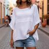 Summer New Style Women's Round-neck Three-quarter Sleeve Casual Loose Top