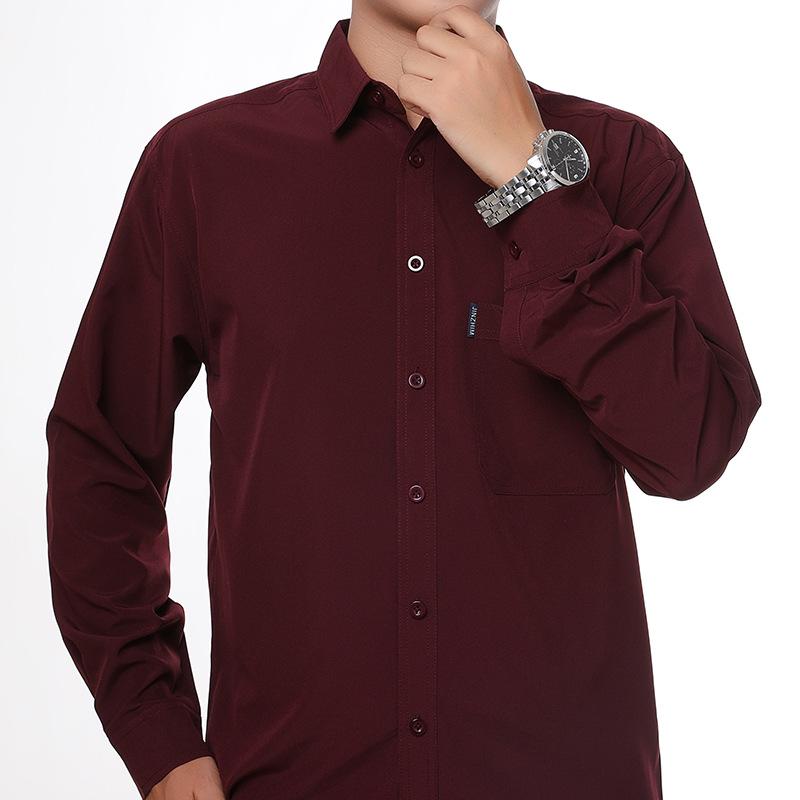 

Men s White Long Sleeve Loose Fit Shirt for Spring and Autumn - Fashionable Business Attire for Middle-Aged and Elderly. M