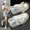 Casual Small White Shoes Women  Autumn and Winter New Fashion Thick Sole Big Head Bread Shoes Canvas Board Shoes