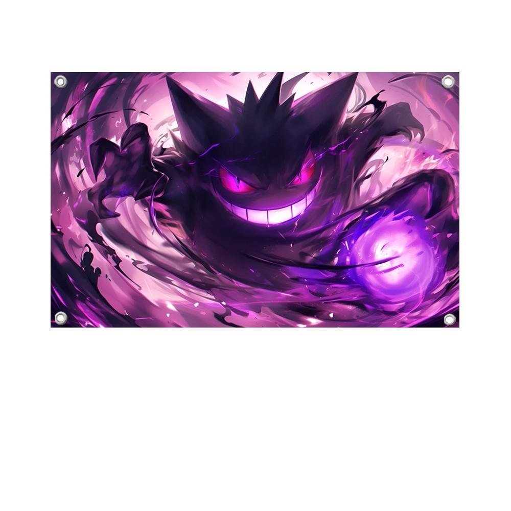 1PC Gengar Flag Banners Four Hole Flag Polyester Outdoor Decor Room Aesthetic