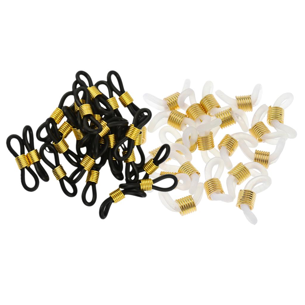 45Pcs Eyeglasses Reading Eyeglass Spectacle Chain Strap Holder Loop Ends Rubber Brass 20mm -