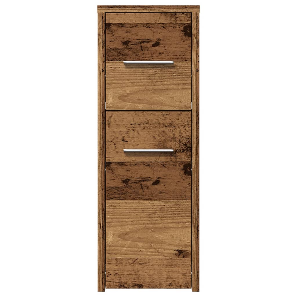 Narrow Bathroom Cabinet with Casters Vintage Wood Look Particleboard
