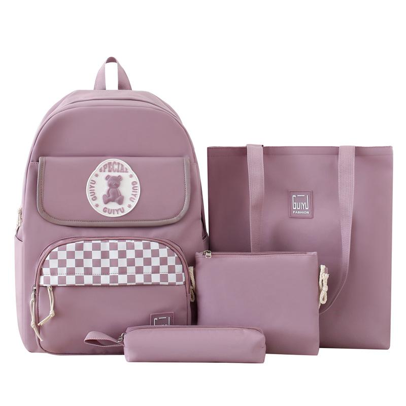 Four-Piece Backpack Set Campus Schoolbag Middle School Students' Light Large Capacity Computer Bag