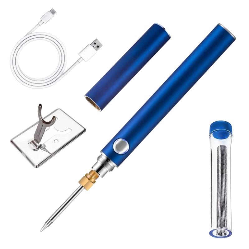 Comfortable Wooden Handle Soldering Iron Featuring Four Gear Temperature Control USB Charging Rapid Heating Lightweight Design