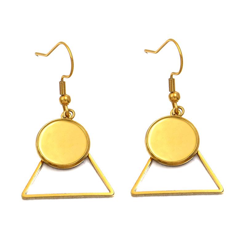 10 Styles Stainless Steel 12mm Time Gem Base Geometric Irregular Earring Hook Pendant