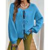 Autumn and Winter Women's Clothing, Casual, Loose Fitting, Cardigan, Tie Up, Solid Color Sweater